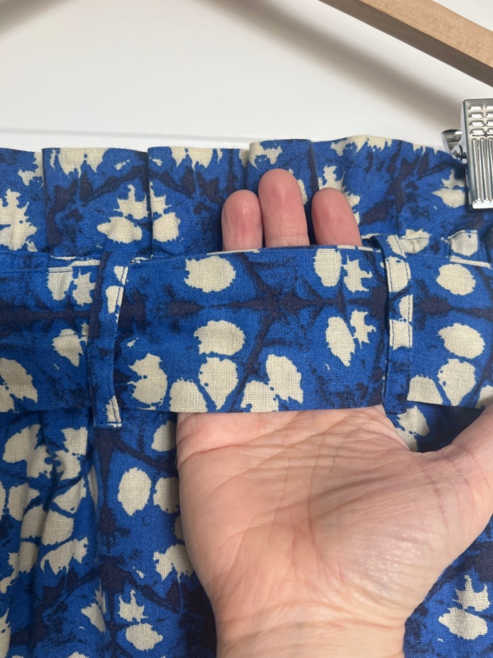 Anthropologie Blue Floral Paperbag Waist Skirt with Tie - Picture 5 of 10